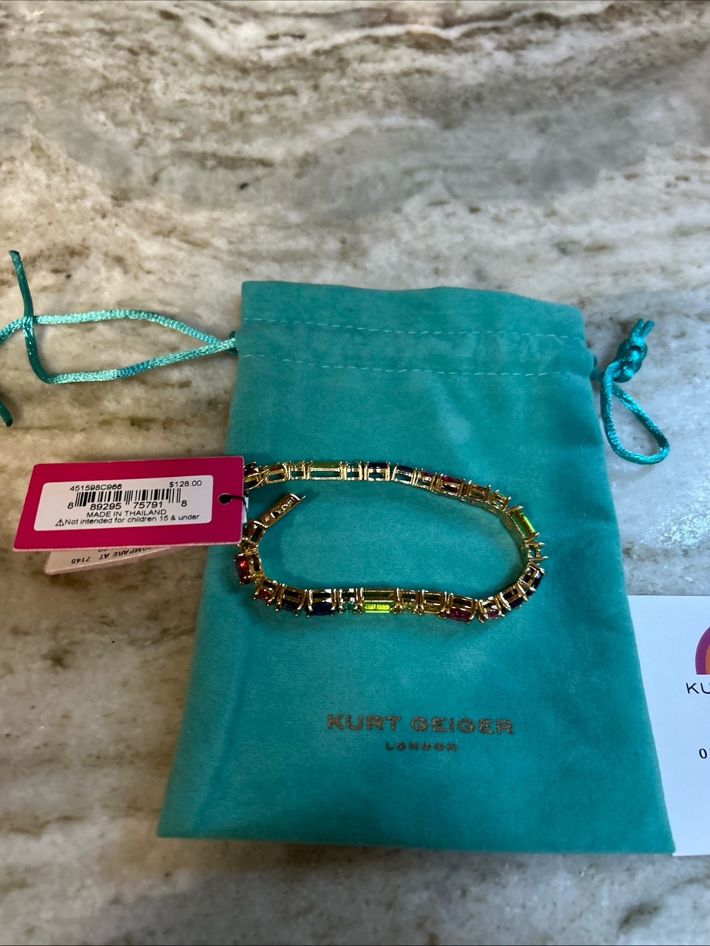 Kurt Geiger Multicolor Crystal tennisBracelet Spread The Rainbow colors 128$NEW